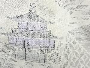 アンティーク　寺塔に古典柄模様織り出し本場薩摩大島紬着物(7マルキ)